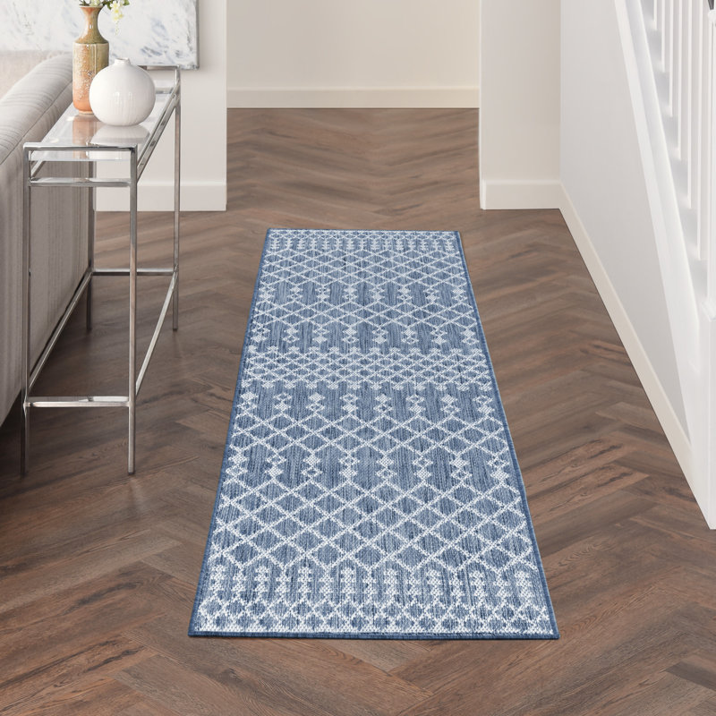 Robbs Rectangle Indoor/Outdoor Area Rug, Runner 2' x 6', Navy Blue