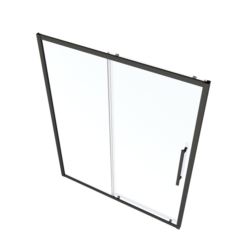56"-60" Wide X 72" High Sliding Shower Door, 1/4" Tempered Glass, Matte Black, Nano Easy Clean Glass & Protective Film, Stainless Steel 6" Handle, Magnetic Close, Leak Design In Area Black Color,