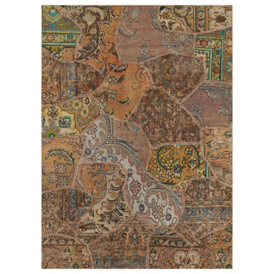 Tapis brun en laine noué à la main One-of-a-Kind Luiz