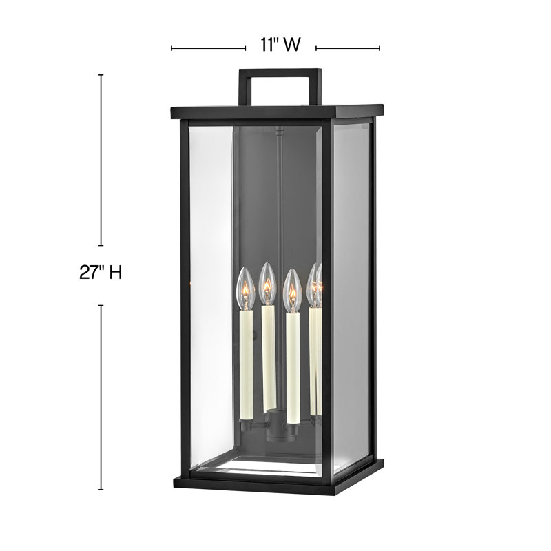 Weymouth 27" Four-Light Outdoor Wall Mount Lantern, Black