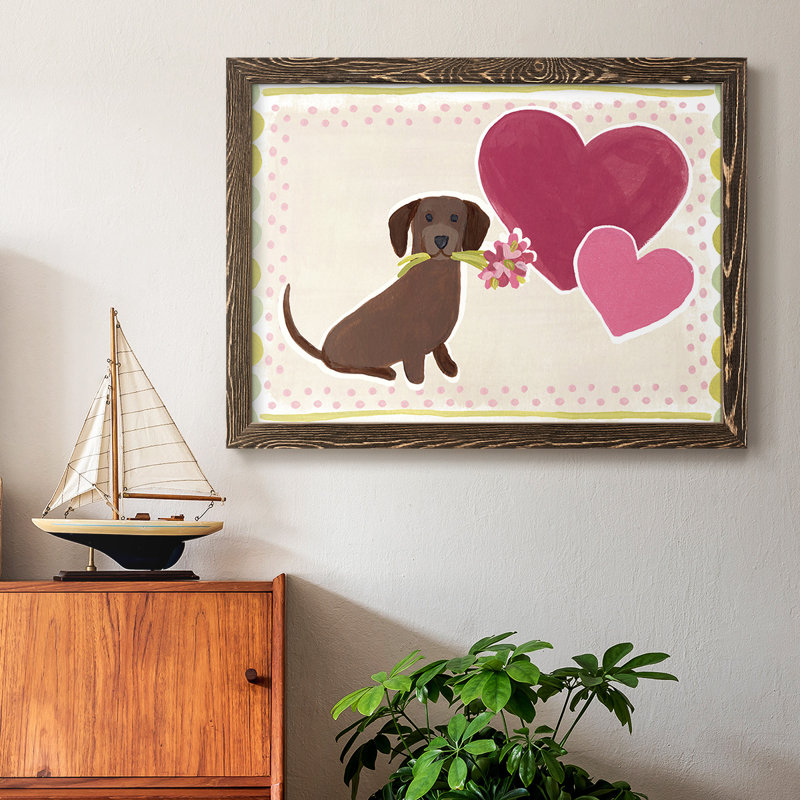 Dachshund Delight Collection, peinture sur toile encadrée, Noyer, H 26 po x l 38 po x P 1,5 po