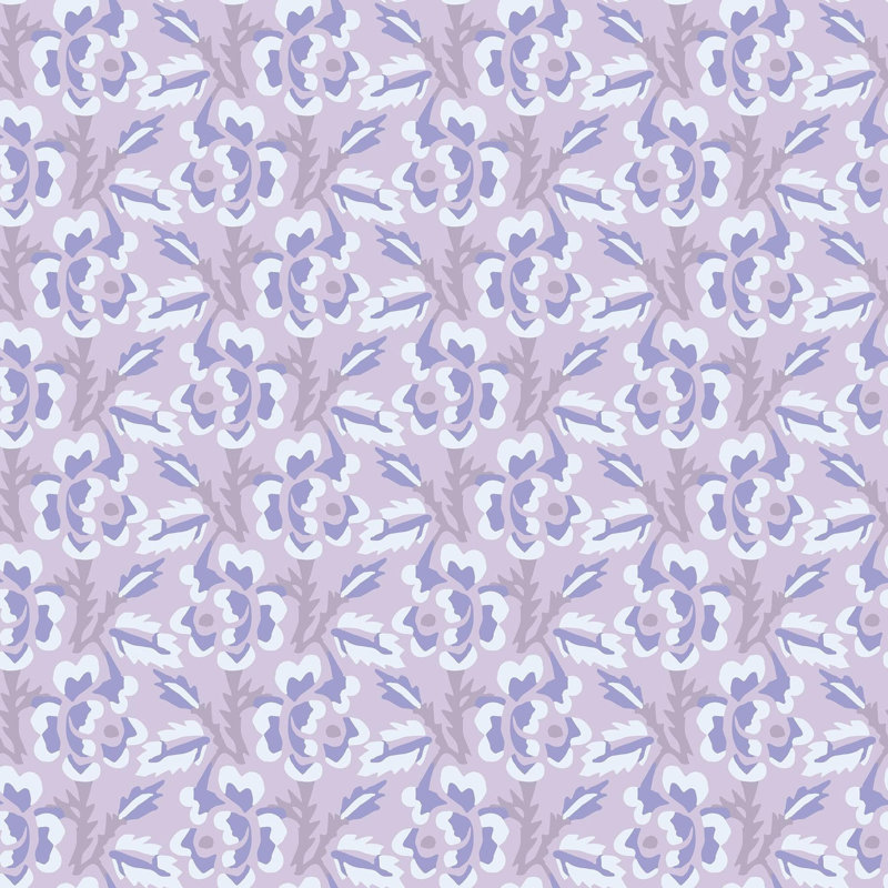 Thorn & Blossom - Wallpaper, Lilac Amethyst, Faux Grasscloth