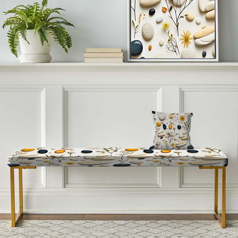 Seren Stones, motif zen pour spa - banc rembourré botanique doré