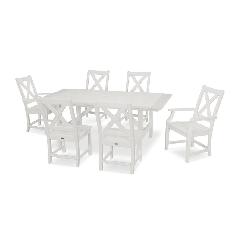 Braxton 7-Piece Rustic Farmhouse Dining Set, White