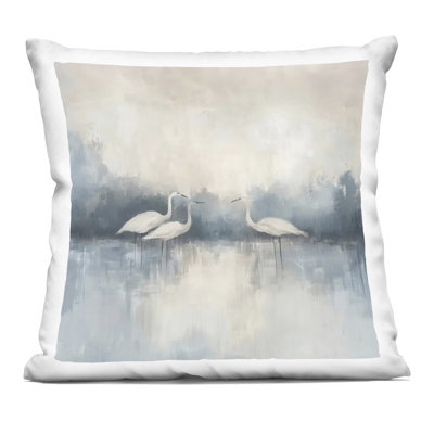 Swans in Still Waters Decorative Printed Throw Pillow design by Mona Grace
