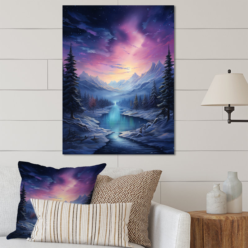 Décoration murale en métal Northern Lights V - Aurore boréale, H 32 po x l 24 po x P 1 po