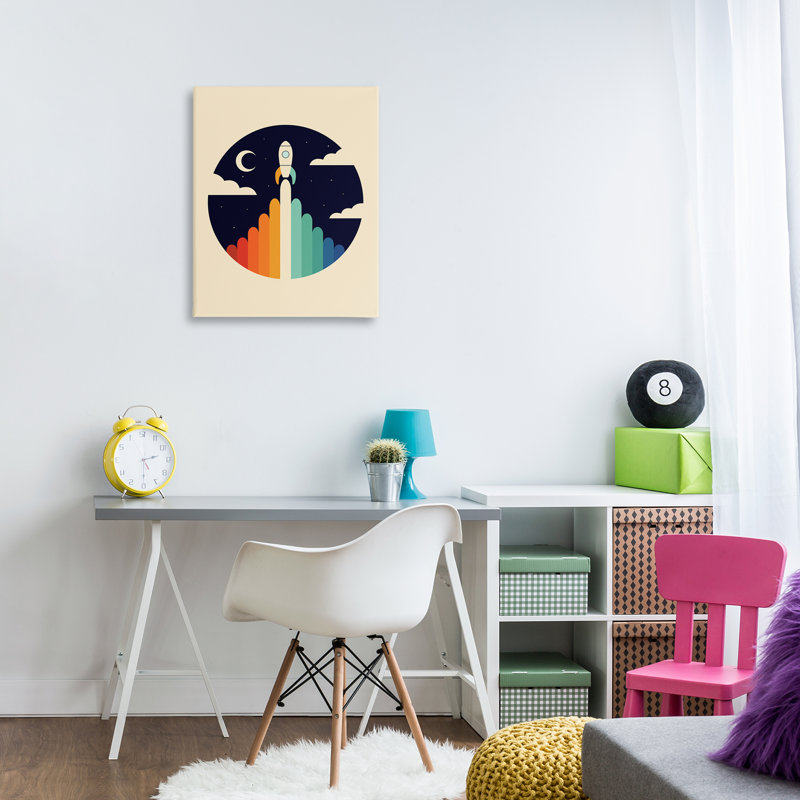 Art mural rétro sur toile de vaisseau spatial, design par Andy Westface, H 30 po x l 24 po