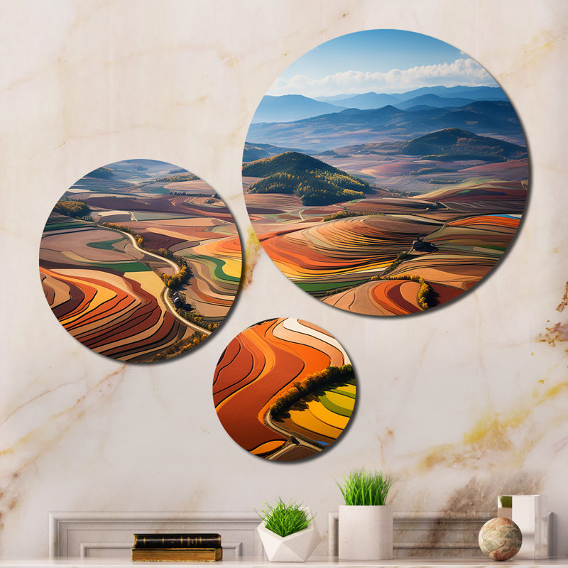 Ensemble d'art mural en métal coloré «Fields of Chroma II»