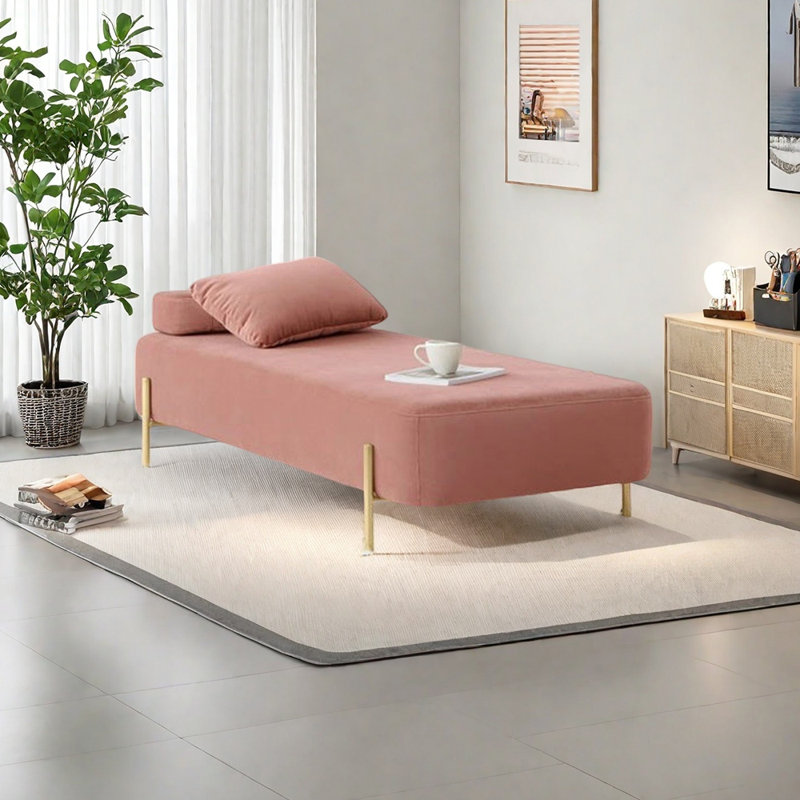Chaise longue en velours éponge minimaliste, Rose