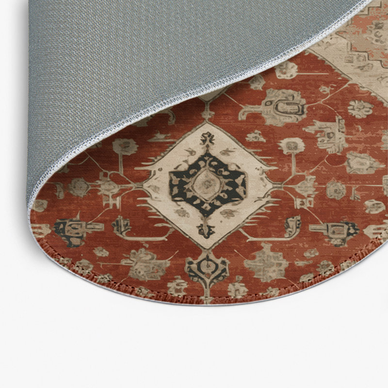Overdyed Beige Indoor and Outdoor Area Rug, Round 5'