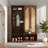 Farmhouse Widen Hall Tree With 4 Rattan Doors, Seating Bench, 6 Hooks And Shoe Cabinet-1153896117