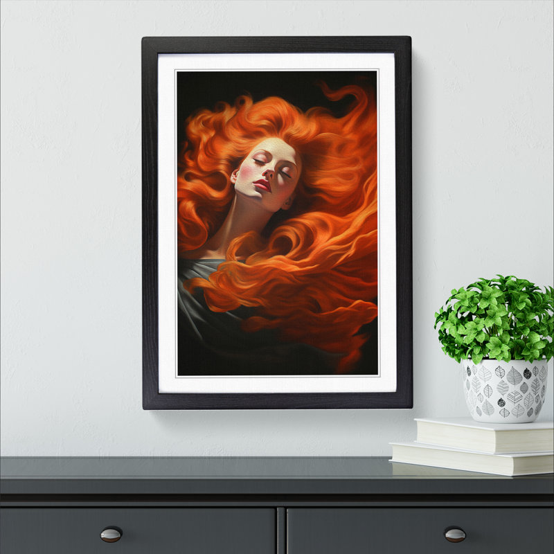 Red Headed Woman Classicism - Framed Print, Black, 34cm H x 25cm W x 2cm D