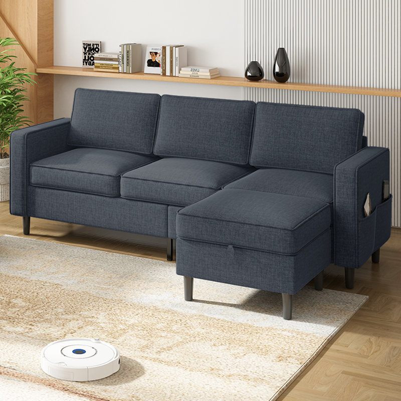 Canapé modulaire en L avec rangement, Gris foncé