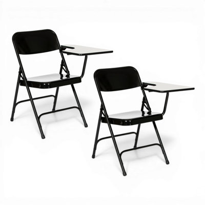 Bernadine Metal Folding Chair with Tablet Arm, Pack of 2