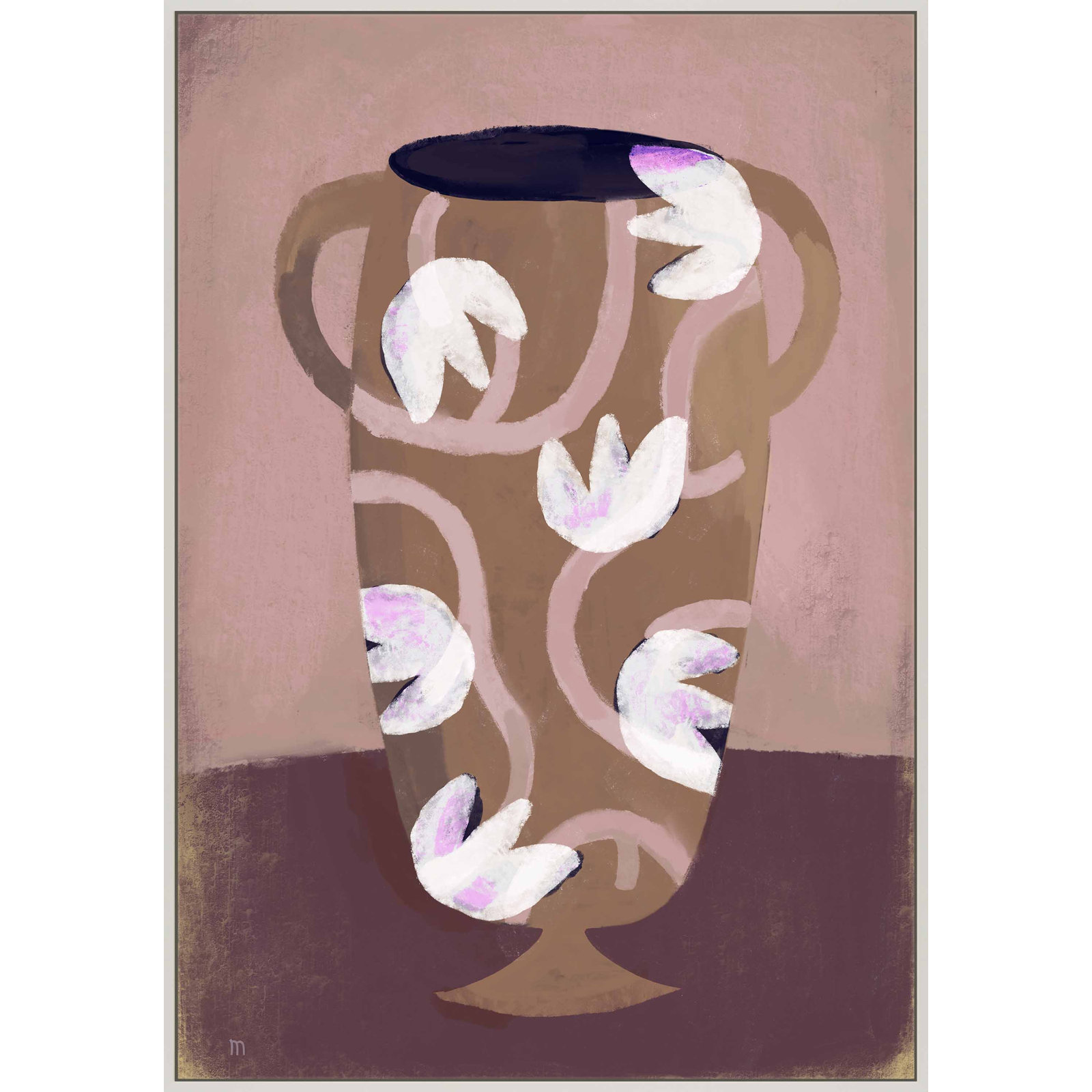 Flowered Vase by Marco Marella For Studio M, White Framed Canvas, 50" H x 35" W