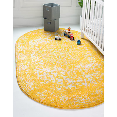 Tapis jaune tissé à la reine Reine