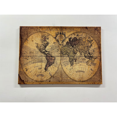 Vintage World Map Canvas Print With Artistic Old World Map Poster As Stylish Wall Decor For Travel Enthusiasts And Art Lovers -  kayra export, R-108-1PC-90x150