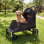 Grande poussette pour chien et chat de grande et moyenne taille, chariot pliant pour animal de compagnie avec frein à pied, roues tout-terrain et filet d'air