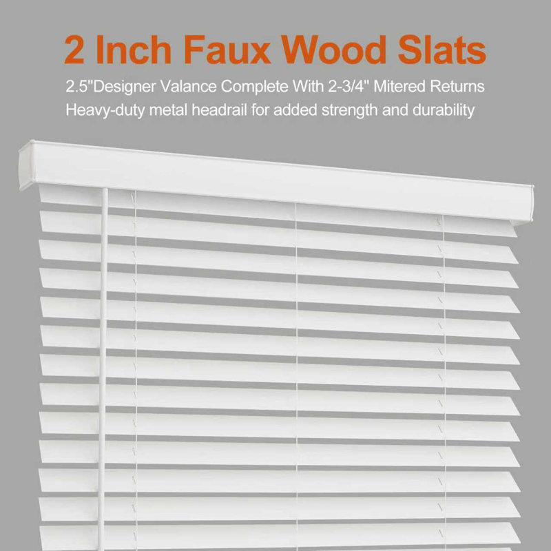 2“ Room Darkening, Cordless Faux Wood Holizontal/Venetian Textured Finished Blind, 22"W x 72"L