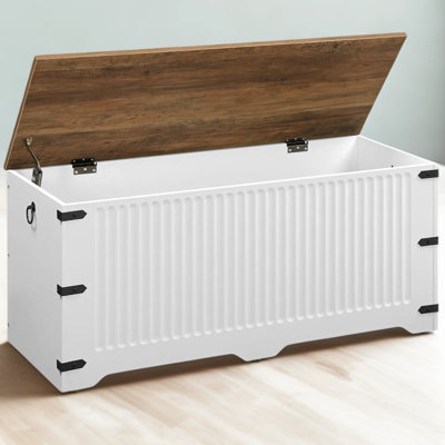 Farmhouse Style Storage Bench Toy Chest With Safety Hinge, Large Capacity Organizer For Living Room Bedroom Entryway
