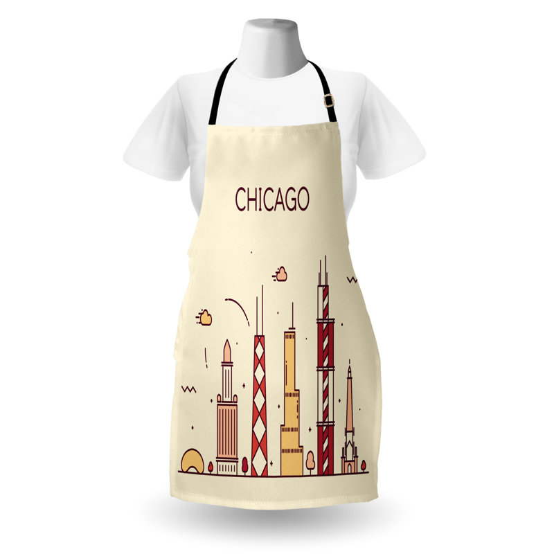 Multicolore, tablier East Urban Home Chicago Skyline, cuisine de jardinage, taille adulte