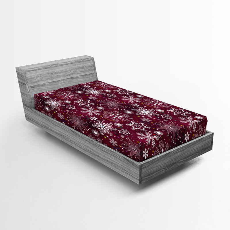 Ambesonne Fitted Sheet 2-Pack, Maroon/White Floral, Twin XL Fitted Sheet