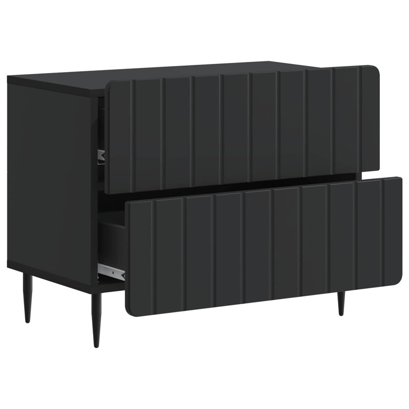 62cm W Manufactured Wood Bedside Table, Black