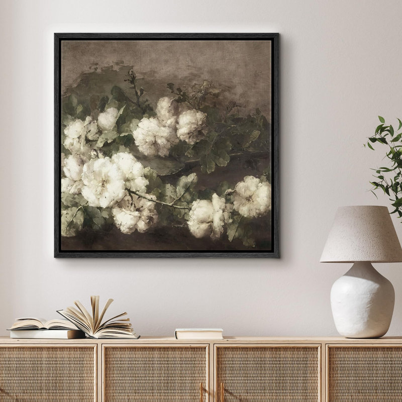 «Vintage White Roses Timeless Floral Elegance Nature Wilderness», illustrations rustiques zen encadrées sur toile