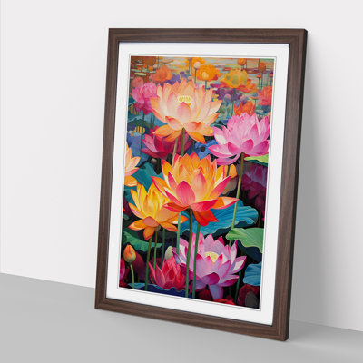 Lotus Flower Colour Field - Single Picture Frame Print on Wood