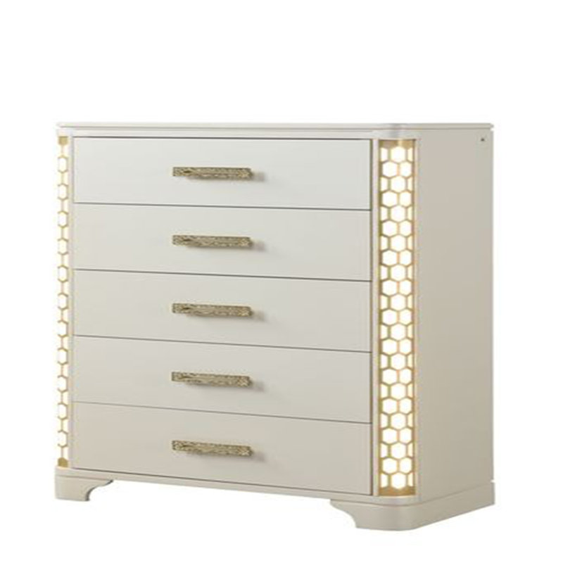 5-Drawer Chest with side LED Lightning made with Wood