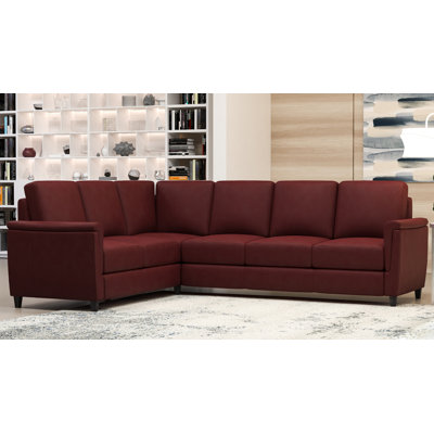Canapé modulaire en cuir véritable de 108 po de large Rambrij