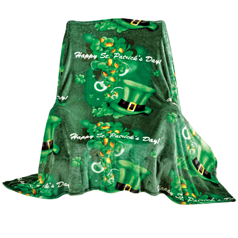 Green St. Patrick's Day Fleece Throw Blanket