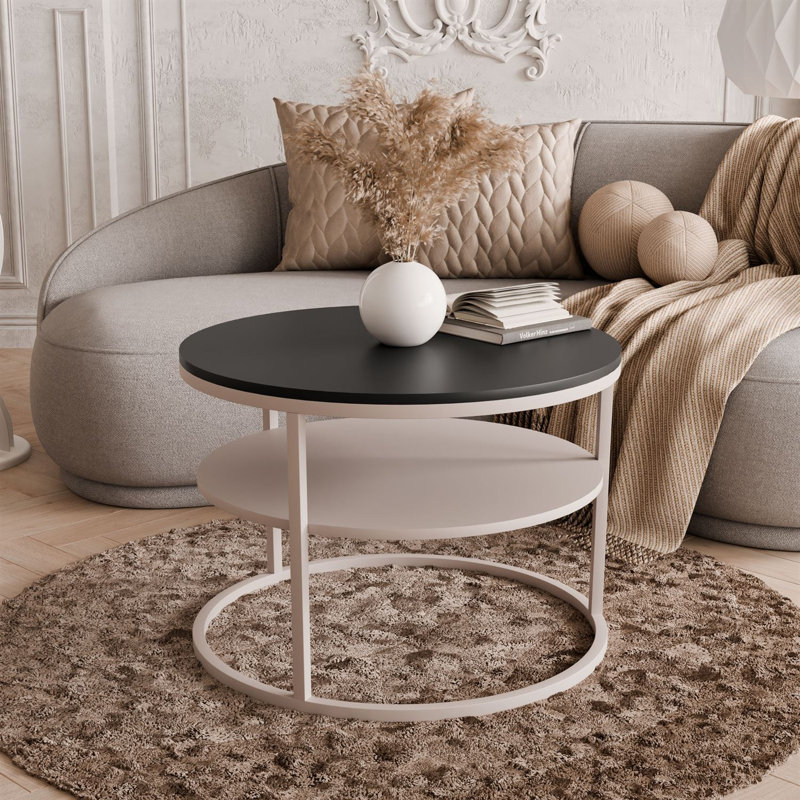 Frame Coffee Table with Storage, Black Matt