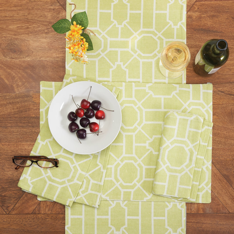 Condra Cotton Geometric Rectangle Placemat, Peridot