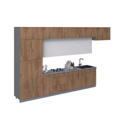 FK-SERENE 180'' W x 96'' H Medium Density Fiberboard (MDF) Kitchen Cabinet Set Ready-to-Assemble