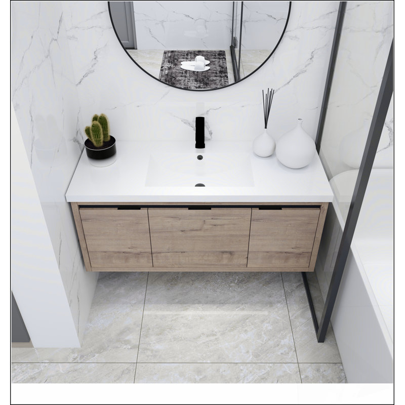 48 Inch Bathroom Cabinet With Sink,Soft Close Doors and Drawer,Float Mounting Design,48x18(KD-Packing)