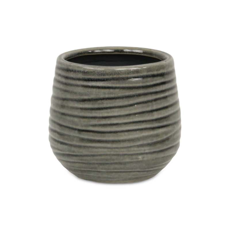 Grazielli Handmade Ceramic Pot Planter, Gray, 4.75" H x 4.5" W x 4.5" D
