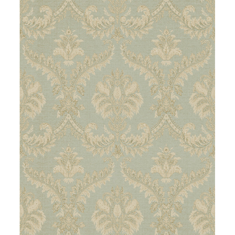 Elgin Traditional Damask Design Embossed Satin 10m x 53cm Wallpaper Roll, Blue Grey