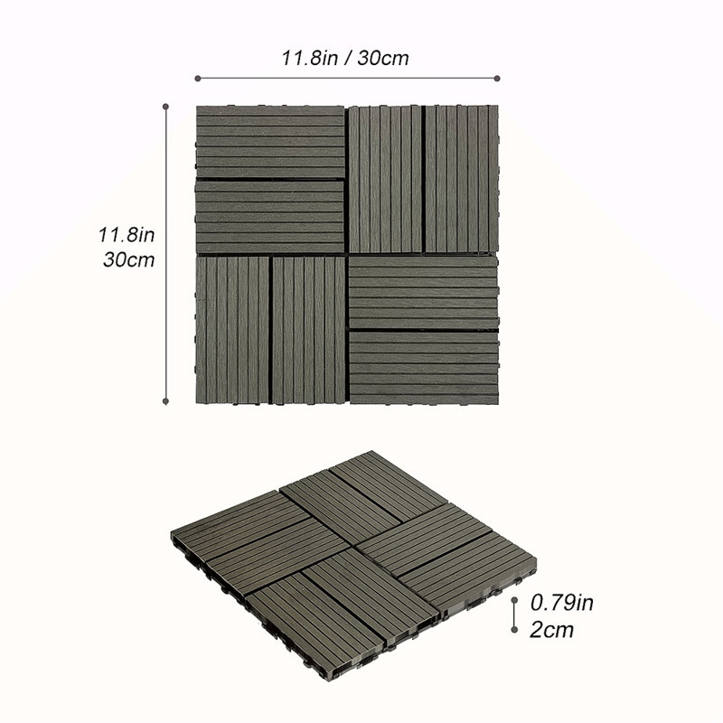 Ensemble de tuiles de terrasse en bois et en plastique composite de 20 pièces, les terrasses en composite résistent à la rouille, à l'eau, aux intempéries, à l'intérieur et à l'extérieur