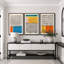 «Abstract Vibrant Color Blocks», œuvre d'art moderne de style Mid-Century, images murales multicolores géométriques, ensemble de 3 impressions sur toile encadrées-75848669-119460503
