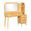 Ensemble de coiffeuse avec grand miroir de 32 po, coiffeuse moderne avec plateau en verre avec 4 tiroirs et armoire de rangement, ensemble de coiffeuse avec station de charge
