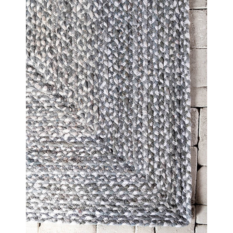 Tapis gris en coton tressé à la main Barlet, Rectangle 9 pi x 12 pi