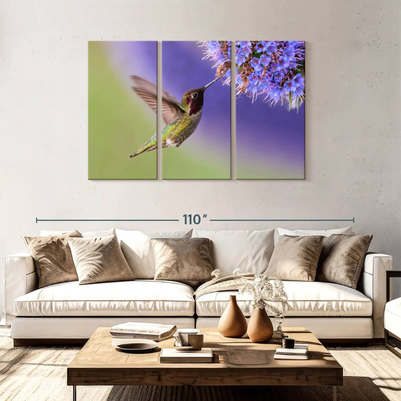Nectar sirotant un colibri, H 48 po x l 74 po