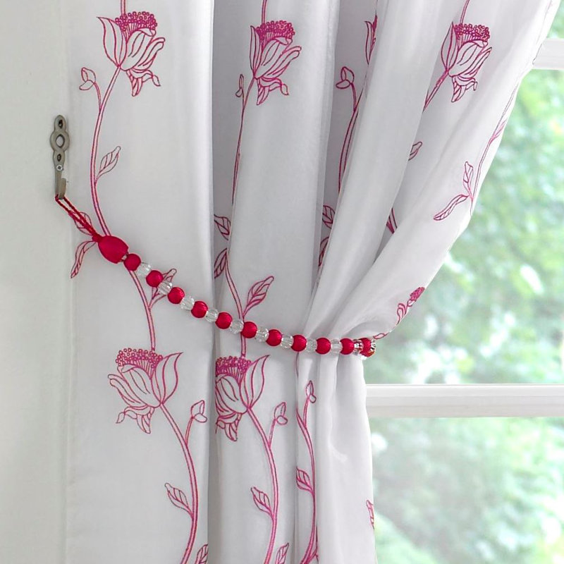 Canaan Earl Beaded Curtain Tieback, Cerise