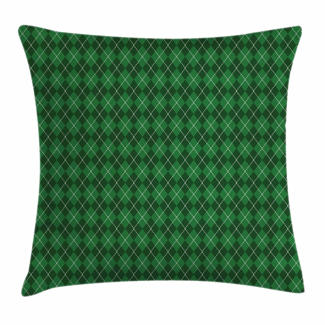 Kissenbezug, Vintage Argyle Tartan, Irland, Grün Dunkelgrün Weiß