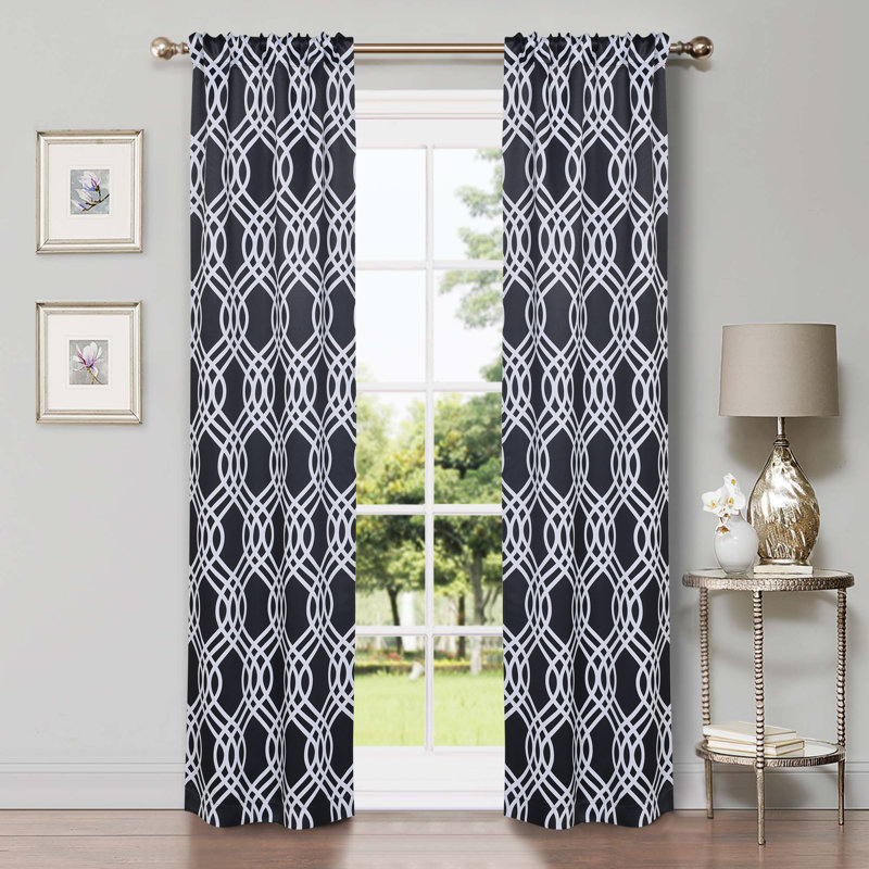 Paire de rideaux obscurcissant 100% polyester Écosse, L 42 po x L 84 po, Noir