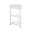 Petite table de coin triangulaire 33,8 po, table de coin en bois pour petits espaces / salon, table de bout à 3 niveaux avec pieds en bois massif, blanc laiteux-140523007