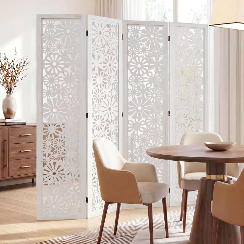 Cloison pliante 67 po Floral, Distressed White, 4