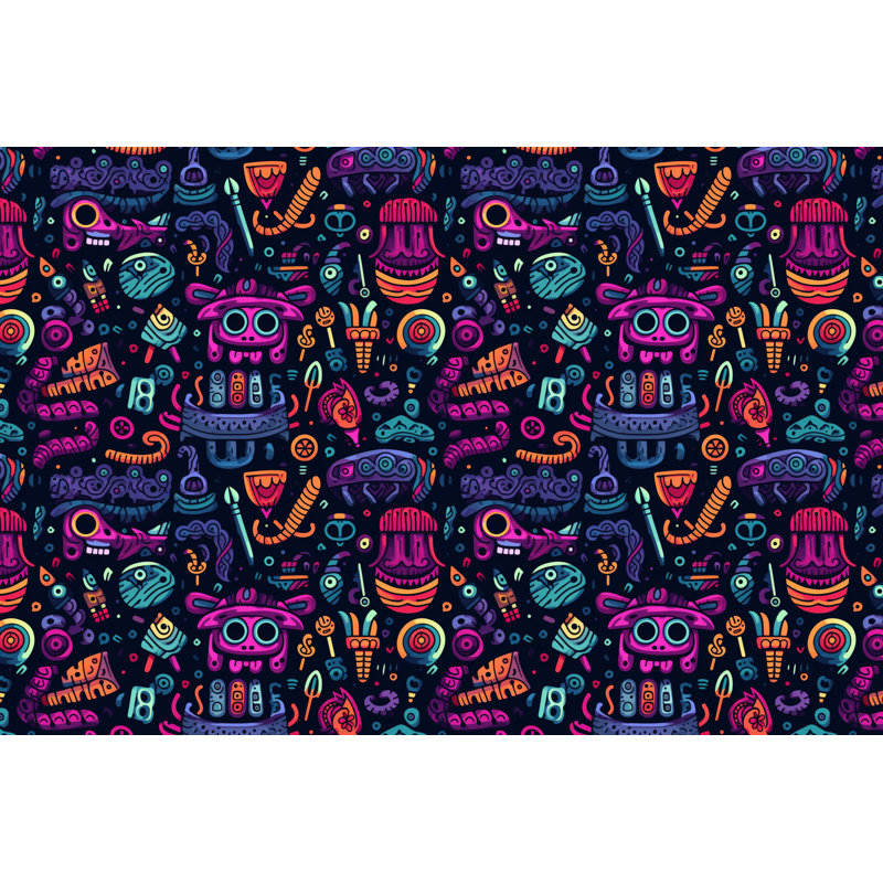 Machine Printed Throw Blanket, Throw, Abstract, Navy/Purple
