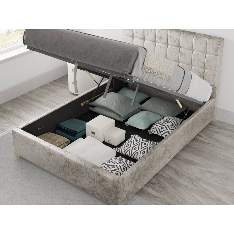 Chevalier Upholstered Ottoman Storage Bed, Pearl, Single (3')